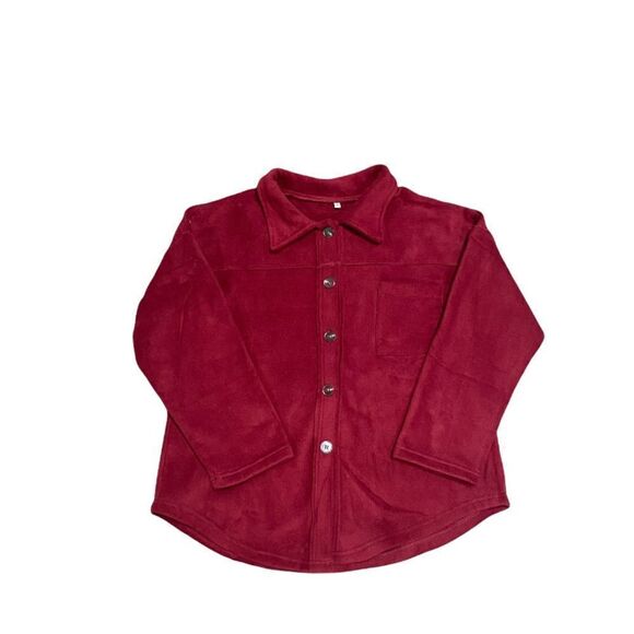 Burgundy Flannel Long Sleeve Button Down Boyfriend Shacket Shirt NWT - Picture 4 of 7